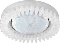 Ecola GX53 H4 LD5361 Светильник круг с подсветкой и стразами «Гребенка», металл-стекло, фон матовый/центральная часть хром