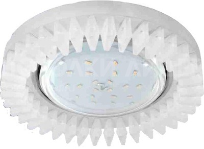 Ecola GX53 H4 LD5361 Светильник круг с подсветкой и стразами «Гребенка», металл-стекло, фон матовый/центральная часть хром