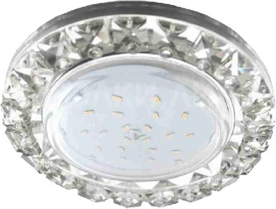Ecola GX53 H4 LD5361 Светильник круг с подсветкой и стразами «Конус», металл-стекло, фон зеркальный/центральная часть хром