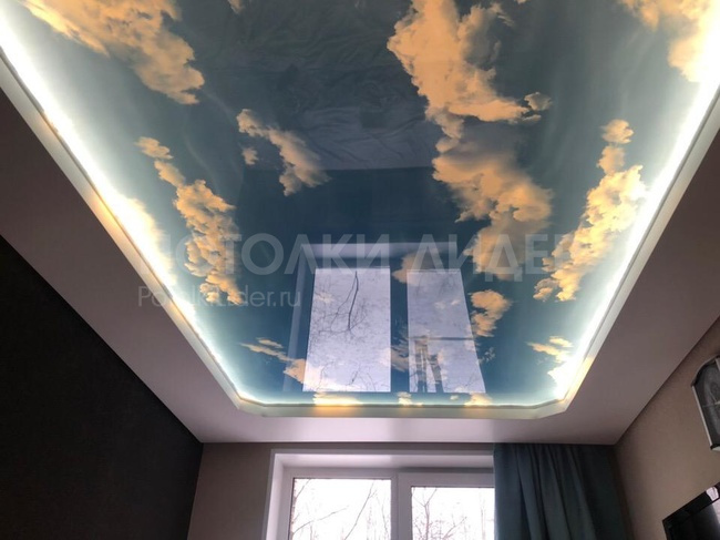 23.01.2021 - Двухуровневый натяжной потолок с готовой фотопечатью «Небо с облаками»