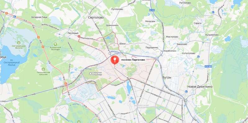Парголово на карте