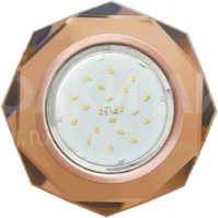 Встраиваемый светильник GX53 H4 5312 «8-угольник с прямыми гранями», металл - стекло, чёрная медь / янтарь