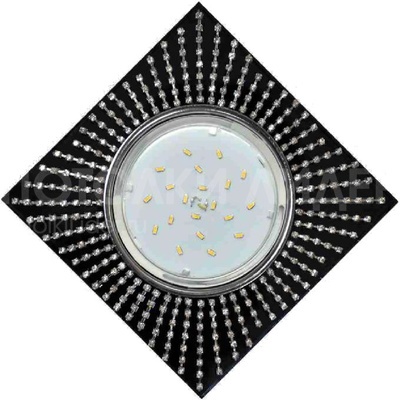 Встраиваемый светильник GX53 H4 5352 «Квадрат со стразами», стекло, прозрачные стразы / фон чёрный / хром