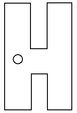 Схема Н-образного помещения с одной люстрой