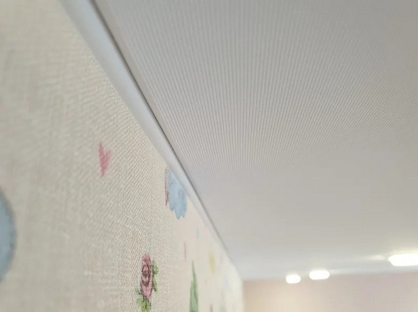 Тканевый натяжной потолок - фото крупным планом