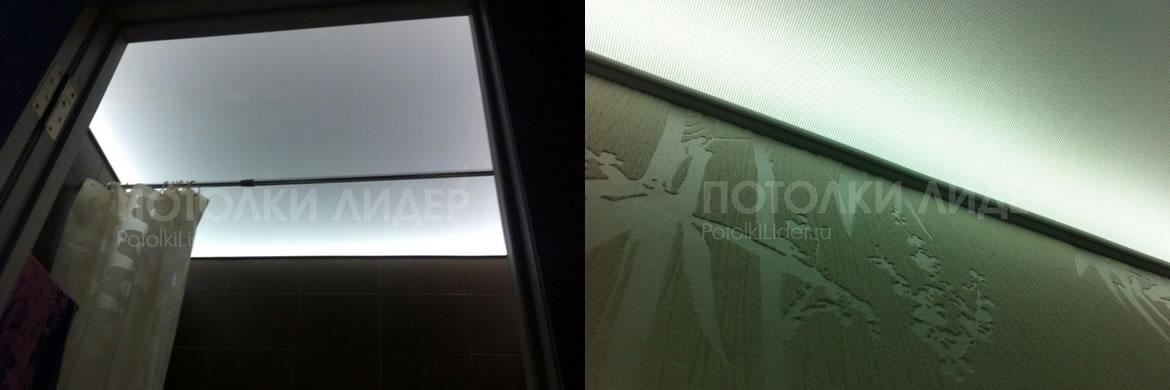 Натяжной потолок в ванной комнате с подсветкой