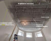 18.05.2023 - Простой белый матовый потолок с точечными светильниками и люстрой - Фото №1