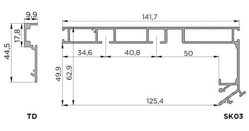 Гардина Lumfer SK03 + накладка TD для создания теневого зазора - схема